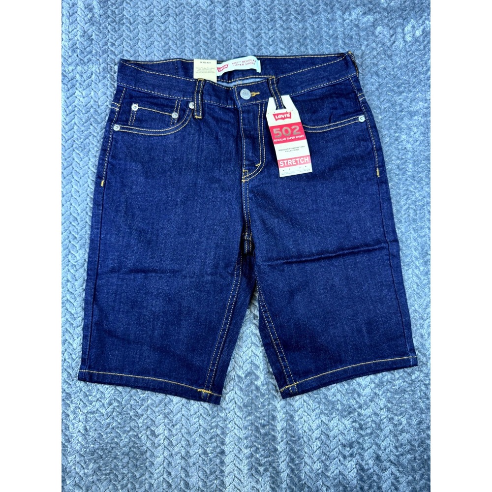 Levi's 502 Regular Taper Shorts Boys 14R Blue Denim Cotton Dark Wash Casual Wear
